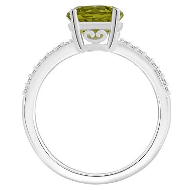 Alyson Layne 14k White Gold Round Peridot & 1/10 Carat T.W. Diamond Ring