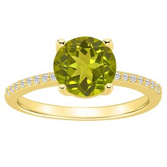 Alyson Layne 14k Gold Round Peridot & 1/10 Carat T.W. Diamond Ring