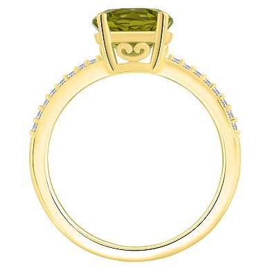 Alyson Layne 14k Gold Round Peridot & 1/10 Carat T.W. Diamond Ring