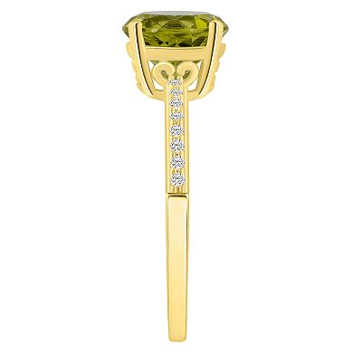 Alyson Layne 14k Gold Round Peridot & 1/10 Carat T.W. Diamond Ring