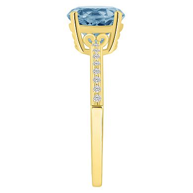 Alyson Layne 14k Gold Sky Blue Topaz & 1/10 Carat T.W. Diamond Ring