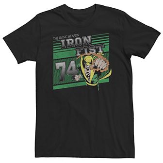 Big & Tall Marvel Iron Fist Punch Out Classic Retro '74 Moto Tee
