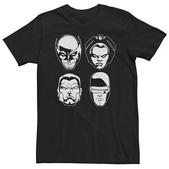 Big & Tall Marvel X-Men Wolverine Storm Colossus Cyclops Heads Tee