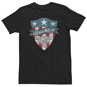 Big & Tall Marvel Captain America Rustic Faded Brooklyn Shield Tee