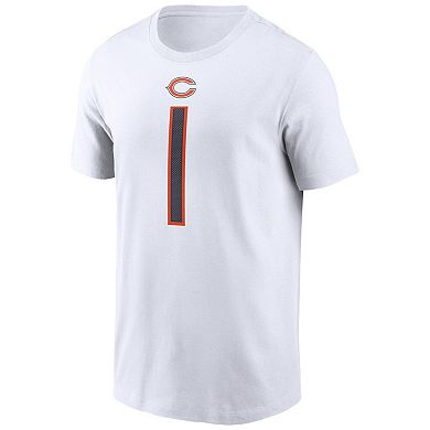 Men's Nike Justin Fields White Chicago Bears Player Name & Number T-Shirt