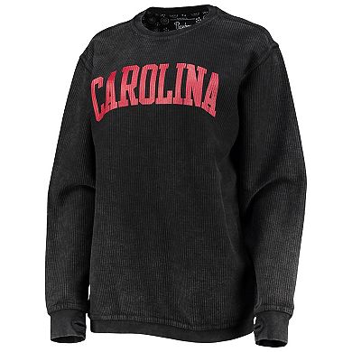 Women's Pressbox Black South Carolina Gamecocks Comfy Cord Vintage Wash Basic Arch Pullover Sweatshirt
