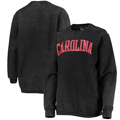 Women's Pressbox Black South Carolina Gamecocks Comfy Cord Vintage Wash Basic Arch Pullover Sweatshirt