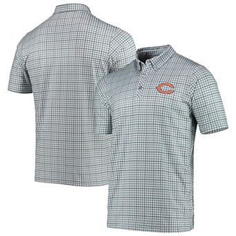 Men's Antigua Gray/Navy Chicago Bears Deliver Button-Down Polo
