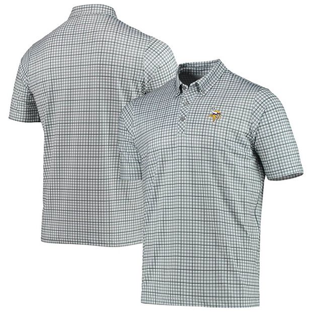 Men's Antigua Gray/Black Minnesota Vikings Deliver Button-Down Polo