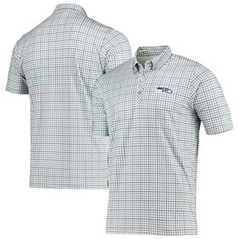 Men's Antigua Gray/Navy Seattle Seahawks Deliver Button-Down Polo