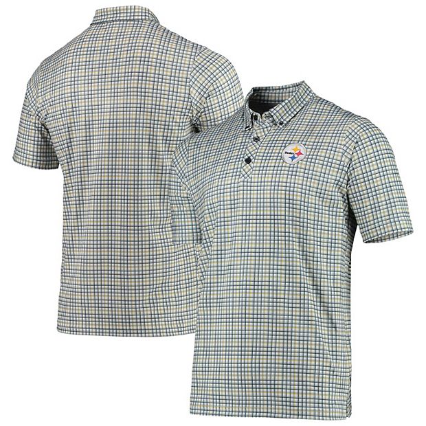 Men's Antigua Gray/Black Pittsburgh Steelers Deliver Button-Down Polo