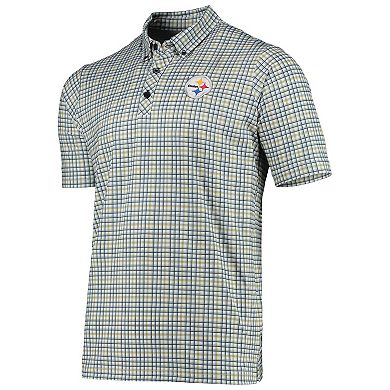 Men's Antigua Gray/Black Pittsburgh Steelers Deliver Button-Down Polo