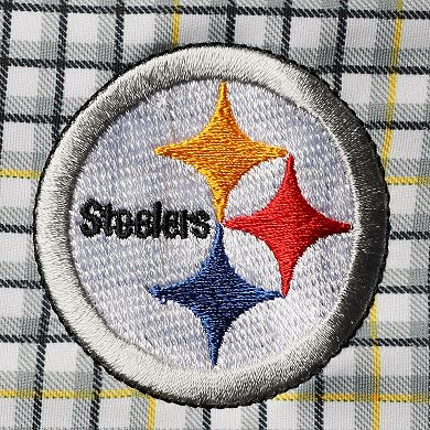 Men's Antigua Gray/Black Pittsburgh Steelers Deliver Button-Down Polo