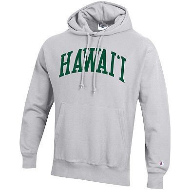 Men's Champion Heathered Gray Hawaii Warriors Team Arch Reverse Weave Pullover Hoodie