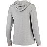 Women's Antigua Heathered Gray Cleveland Browns Warm-Up Tri-Blend Hoodie Long Sleeve V-Neck T-Shirt