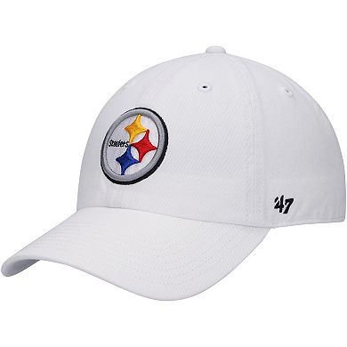 Men's '47 White Pittsburgh Steelers Logo Clean Up Adjustable Hat