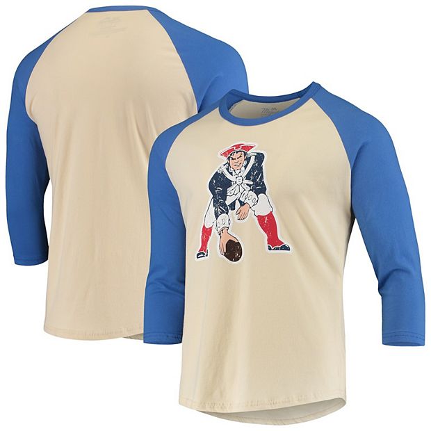 Men's New Era Royal New England Patriots Throwback Raglan