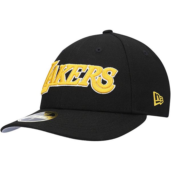 New Era Los Angeles Lakers Black Team Leather 59FIFTY Fitted Hat