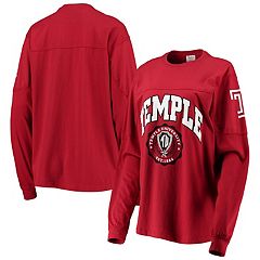 Temple Owls Pressbox Women's Comfy Cord Vintage Wash Basic Arch Pullover  Sweatshirt - Crimson