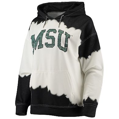 Women's Gameday Couture White/Black Michigan State Spartans For the Fun Double Dip-Dyed Pullover Hoodie