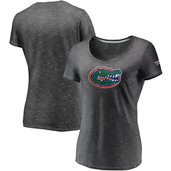 Women's Fanatics Charcoal Florida Gators Primary Logo Space-Dye V-Neck T-Shirt