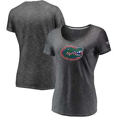 Women's Fanatics Charcoal Florida Gators Primary Logo Space-Dye V-Neck T-Shirt