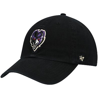 Men's '47 Black Baltimore Ravens Clean Up Alternate Logo Adjustable Hat