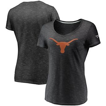 Women's Fanatics Branded Charcoal Texas Longhorns Primary Logo Space-Dye V-Neck T-Shirt
