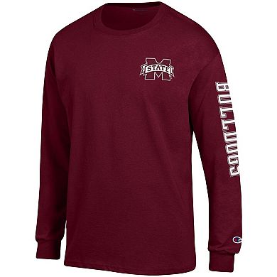 Men's Champion Maroon Mississippi State Bulldogs Team Stack Long Sleeve T-Shirt