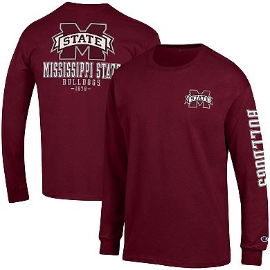 Men's Champion Maroon Mississippi State Bulldogs Team Stack Long Sleeve T-Shirt