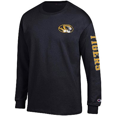 Men's Champion Black Missouri Tigers Team Stack Long Sleeve T-Shirt