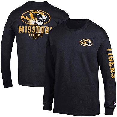 Men's Champion Black Missouri Tigers Team Stack Long Sleeve T-Shirt