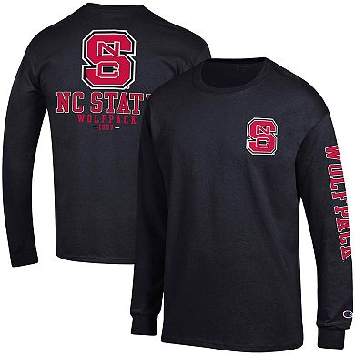 Men's Champion Black NC State Wolfpack Team Stack Long Sleeve T-Shirt