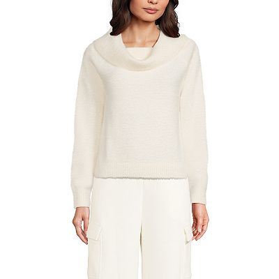 Women's Lands' End Eyelash Off Shoulder Sweater in Regular Plus