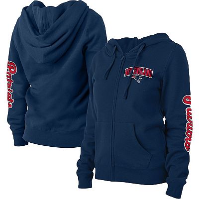 Women s New Era Navy New England Patriots Playmaker Fleece Full Zip Hoodie