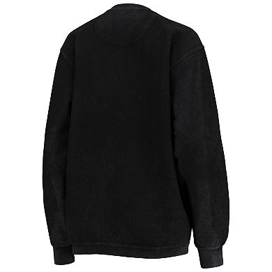 Women's Pressbox Black Vanderbilt Commodores Comfy Cord Vintage Wash Basic Arch Pullover Sweatshirt