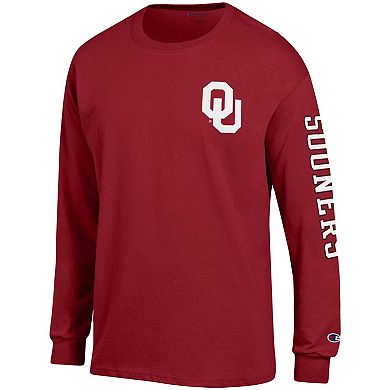 Men's Champion Crimson Oklahoma Sooners Team Stack Long Sleeve T-Shirt