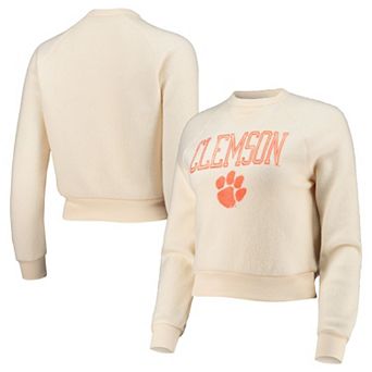 Women's Alternative Apparel Cream Clemson Tigers Eco-Teddy Baby Champ Tri-Blend Sweatshirt