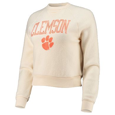 Women's Alternative Apparel Cream Clemson Tigers Eco-Teddy Baby Champ Tri-Blend Sweatshirt