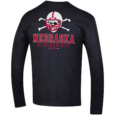 Men's Champion Black Nebraska Huskers Team Stack Long Sleeve T-Shirt