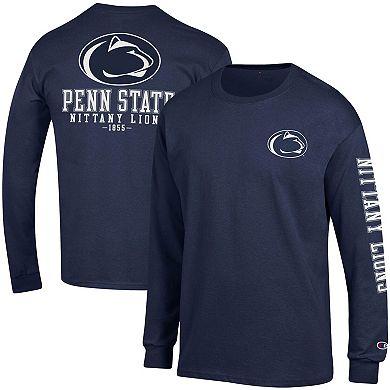 Men's Champion Navy Penn State Nittany Lions Team Stack Long Sleeve T-Shirt