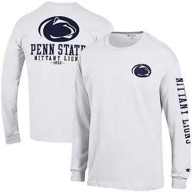 Men's Champion White Penn State Nittany Lions Team Stack Long Sleeve T-Shirt