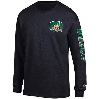 Men's Champion Black Ohio Bobcats Team Stack Long Sleeve T-Shirt