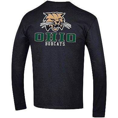 Men's Champion Black Ohio Bobcats Team Stack Long Sleeve T-Shirt