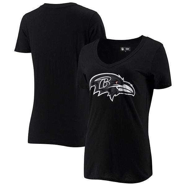 Women's New Era Black Baltimore Ravens Logo V-Neck T-Shirt