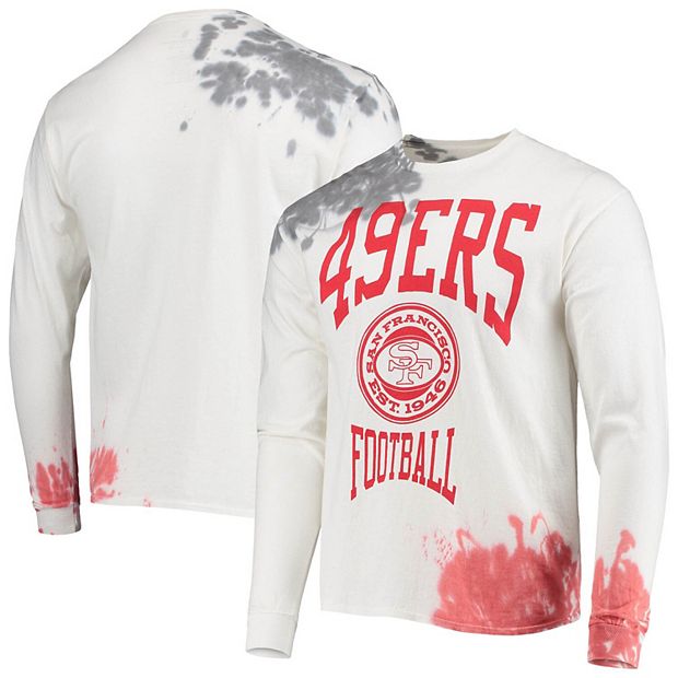 Men's Junk Food Cream San Francisco 49ers Tie-Dye Long Sleeve T-Shirt