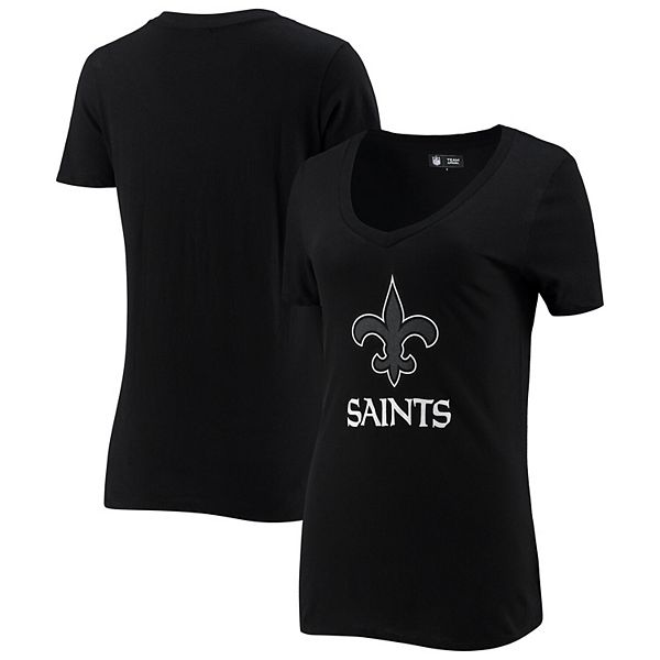 Women's New Era Black New Orleans Saints Logo V-Neck T-Shirt