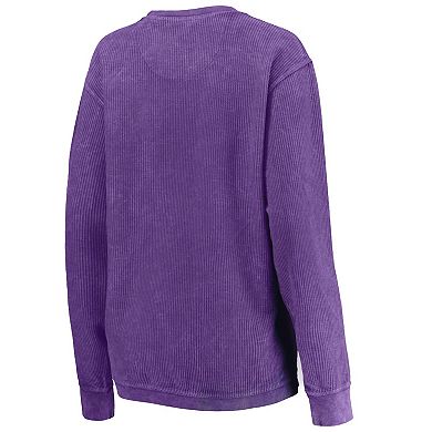 Women's Pressbox Purple Kansas State Wildcats Comfy Cord Vintage Wash Basic Arch Pullover Sweatshirt