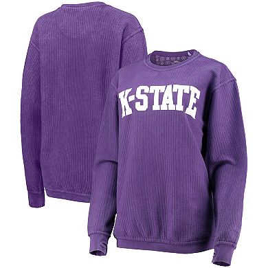 Women's Pressbox Purple Kansas State Wildcats Comfy Cord Vintage Wash Basic Arch Pullover Sweatshirt