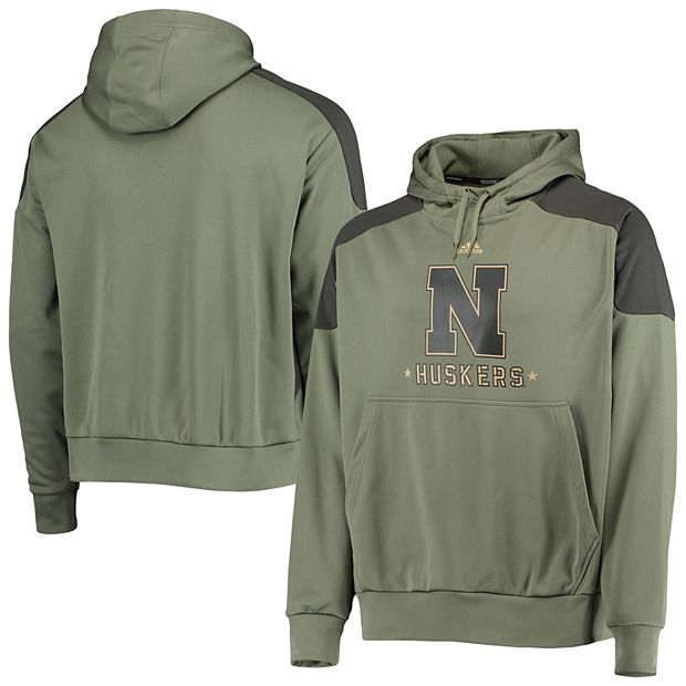 Women's Adidas Olive Nebraska Huskers Salute to Service Military Appreciation Pullover Hoodie Size: Large